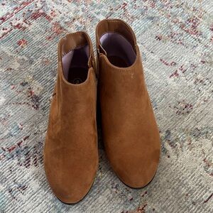 Brown Suede-like Ankle Booties